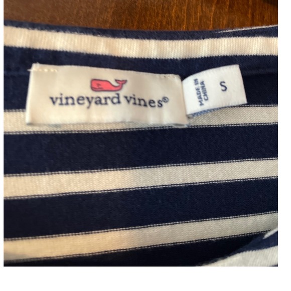 Vineyard Vines Dress Women's Size S Navy Blue White Striped 3/4 Sleeve Casual EC - Picture 3 of 9